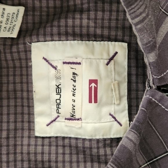 3/$20 ProjekRaw Gray Plaid Design Button-Up Shirt - Picture 8 of 12